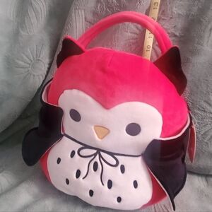 Plush Pink Owl Handbag with Black Wings